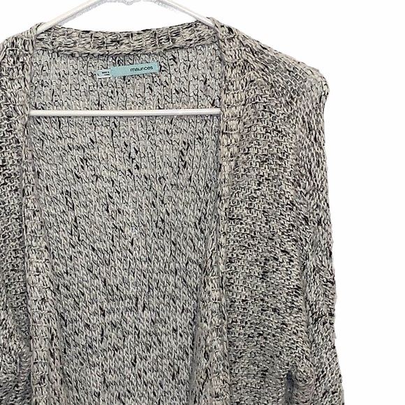 Cozy Knit Open-Front Sweater - Black and White - Picture 2 of 7